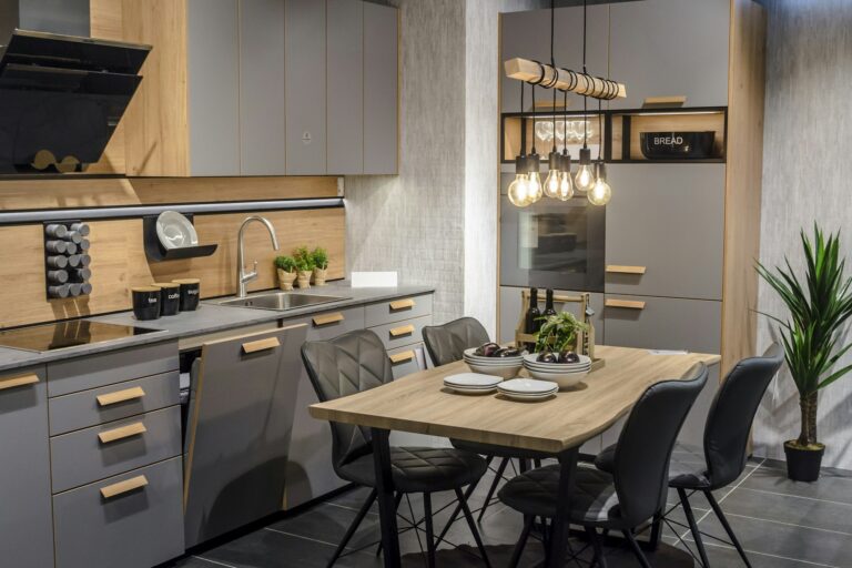 Beautiful modern kitchen in luxury contemporary home interior
